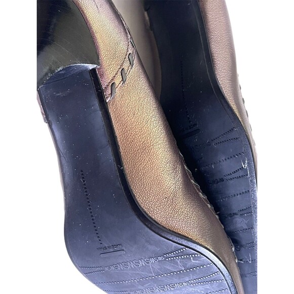 Stewat Weitzman Bronze Patten Leather Pointed Toe 2 In. Heels Tassels 8.5 Spain - Picture 9 of 10